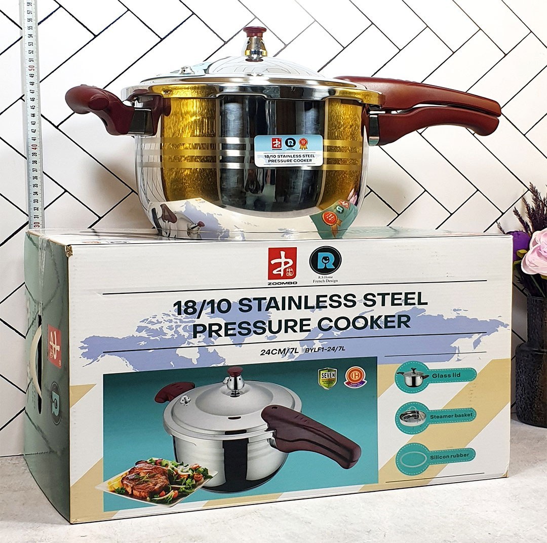 زودپز 7 لیتری تک دسته قرمز استیل نگیر