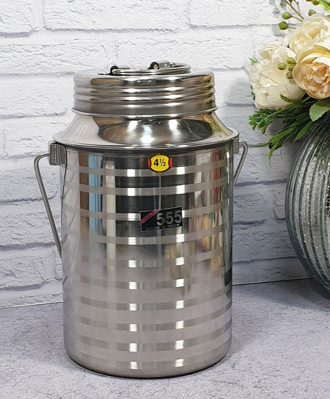 ظرف روغن(شیر)دبه استیل 4.5لیتری