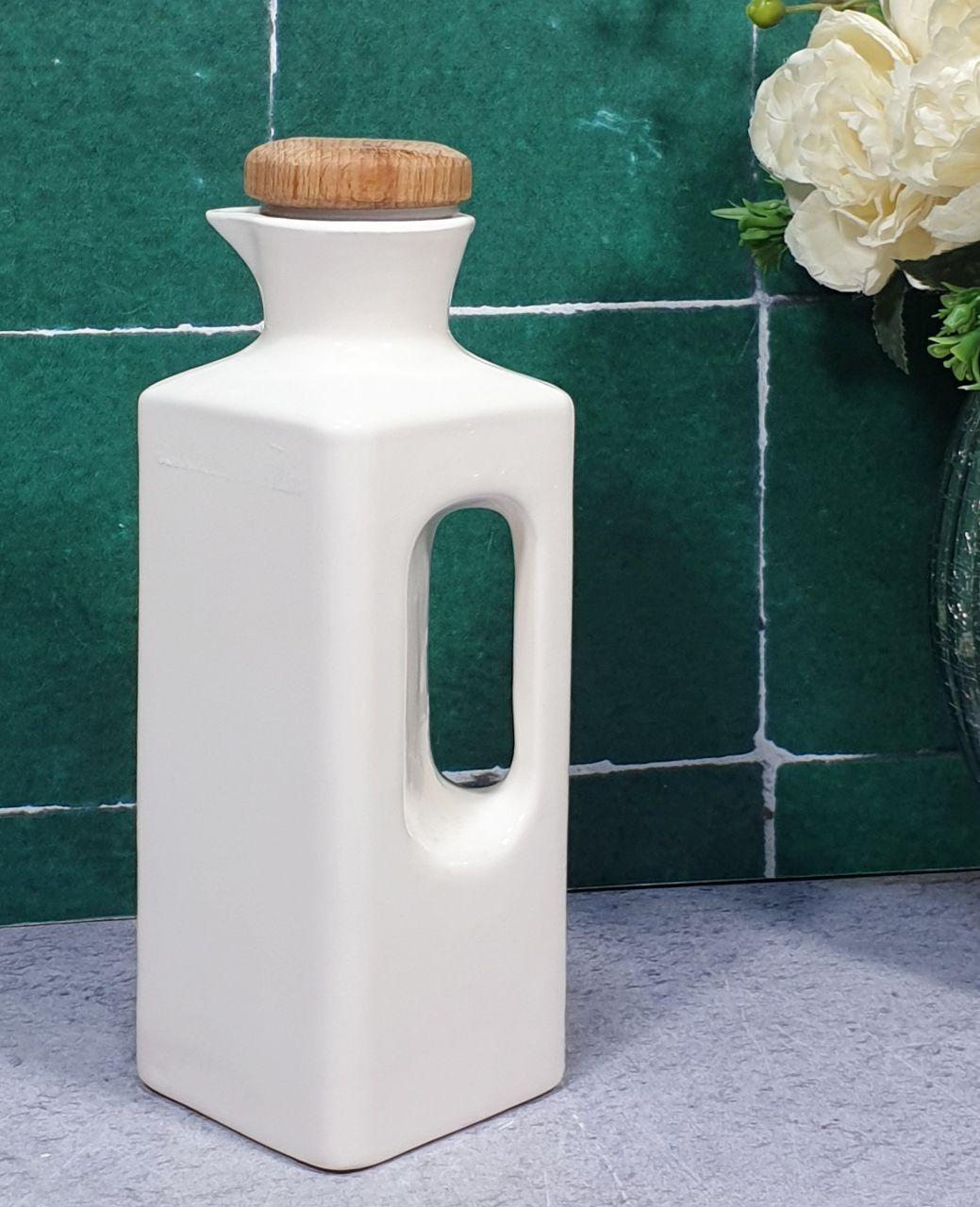 روغن ریز سرامیکی دسته دار درب چوبی مکعبی دیبا